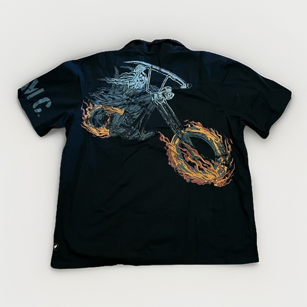 Harley Davidson HD Ink Grim Reaper Motorcycle Button Up Shirt 3XL